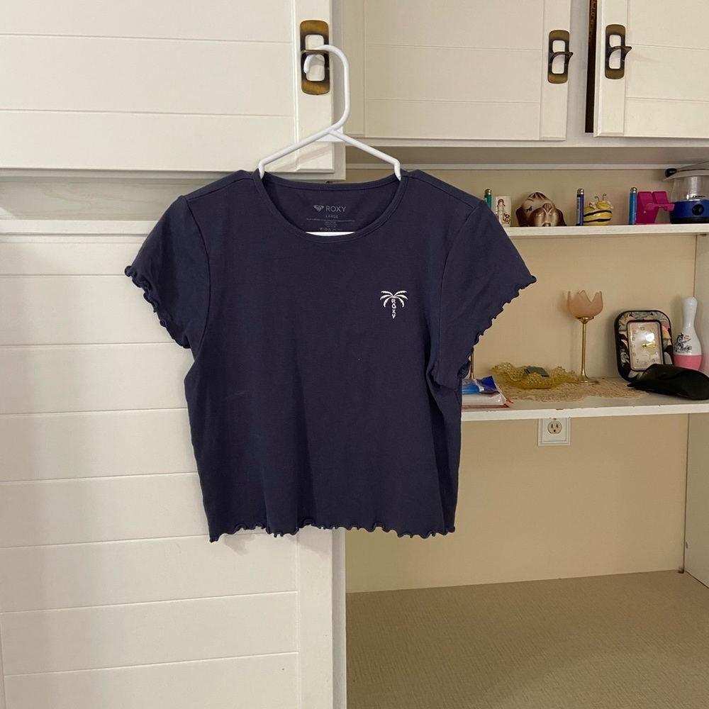 Blue Crop Top with Palm Tree Logo